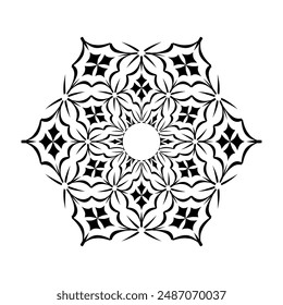 Patrón geométrico decorativo radial en forma de hexágono. Arte vectorial. 