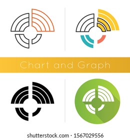 Radial Diagram Icon. Round Chart, Graph. Radar Diagram. Multivariate Data. Spider Chart. Info Value Extend From Central Point. Flat Design, Linear And Color Styles. Isolated Vector Illustrations