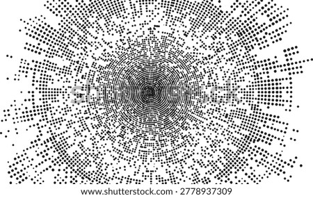 Radial dot pattern abstract background, concentric circles emanating outwards, graphic element.