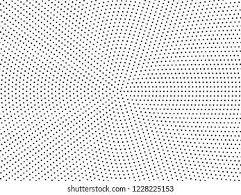 Radial dots background. Black white comic dots texture. Pop Art circle pattern. Abstract geometric vector pattern. Vector template for presentation, banner, flyer, report, business cards, stickers