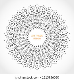 Radial dots in circle form. Fireworks explosion background. Circular design element. Abstract geometric star rays. Design element for medical, treatment, cosmetic emblem