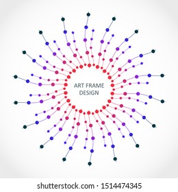 Radial dots in circle form. Fireworks explosion background. Circular design element. Abstract geometric star rays. Design element for medical, treatment, cosmetic emblem