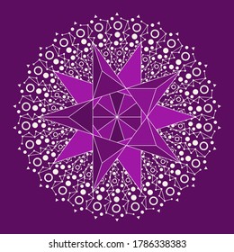 Radial dots in circle form. Fireworks explosion background. Circular design element. Abstract geometric star rays. Design element for medical, treatment, cosmetic emblem