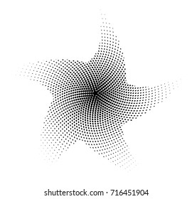 radial dots, halftone effect pattern, fish eye view, vector illustration