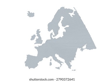 Radial dotted map of Europe centered on Amsterdam, the capital of Netherlands, in navy blue color, LAEA Europe (equal-area) projection, white background. Uniform dots arranged in concentric rings radiating from Amsterdam — ideal for infographics, business presentations, travel and European city communication projects.