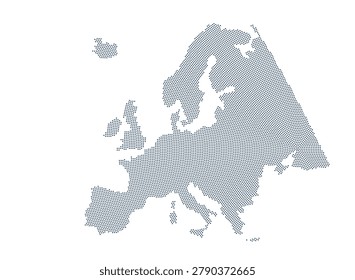Radial dotted map of Europe centered on Rostov-on-Don, Russia, in navy blue color, LAEA Europe (equal-area) projection, white background. Uniform dots arranged in concentric rings radiating from Rostov-on-Don — ideal for infographics, business presentations, travel and European city communication projects.