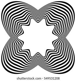 Radial element(s) with distortion, deformation effect. Abstract geometric form(s)