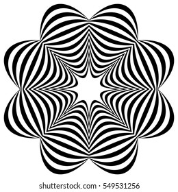 Radial element(s) with distortion, deformation effect. Abstract geometric form(s)