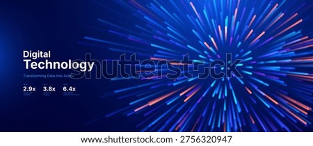Radial Energy Explosion with Open Copy Space. Vibrant Tech Innovation Background with Dynamic Ray Burst for Presentation Slides. Abstract Particle Physics Illustration.