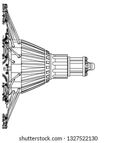 Radial engine on a white background. Drawing