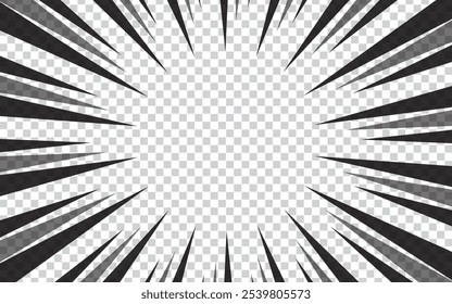 Radial explosion lines on transparent background