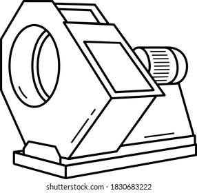 Radial Fan For High Volume Flow Rates. Vector Outline Illustration.