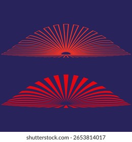 Radial fan patterns. Geometric segment Vector. Abstract wave design. Bold color illustration.