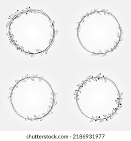 radial floral botanical frame vector design. wedding invitation save the date and more. eps file editable isolated vector.