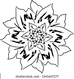 radial flower vector black and white with clasical art 