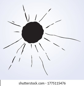 Radial fun spark ball shape cosmic burst concept view. White paper text space backdrop. Outline black ink pen hand drawn funny cosmos emblem border decor design. Retro vintage art doodle print style