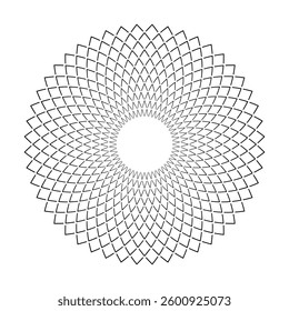 Radial Geometric Circle Pattern. Abstract Round Design Element. Vector Art.