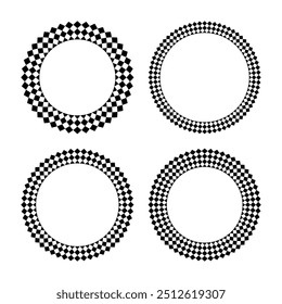 Radial Geometric Circle Patterns for Round Frames. Design Elements Set. Vector Art.