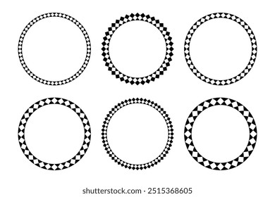 Patrones de círculo geométrico radial para marcos redondos. Conjunto de Elementos de diseño. Arte vectorial.