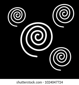 Radial geometric element series. Abstract black and white shape in concentric, circular style. Design elements with various distortion effects. Irregular geometric elements