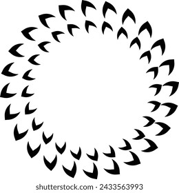 Radial geometric element series. Abstract black and white shape in concentric, circular style