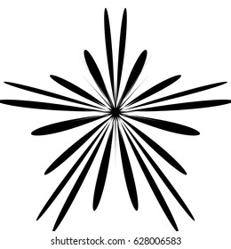 Radial geometric element series. Abstract black and white shape in concentric, circular style. Design elements with various distortion effects. Irregular geometric elements