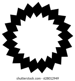 Radial geometric element series. Abstract black and white shape in concentric, circular style. Design elements with various distortion effects. Irregular geometric elements
