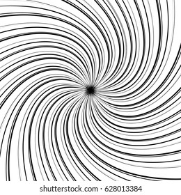 Radial geometric element series. Abstract black and white shape in concentric, circular style. Design elements with various distortion effects. Irregular geometric elements