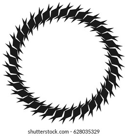 Radial geometric element series. Abstract black and white shape in concentric, circular style. Design elements with various distortion effects. Irregular geometric elements