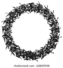 Radial geometric element series. Abstract black and white shape in concentric, circular style. Design elements with various distortion effects. Irregular geometric elements
