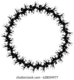 Radial geometric element series. Abstract black and white shape in concentric, circular style. Design elements with various distortion effects. Irregular geometric elements