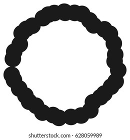 Radial geometric element series. Abstract black and white shape in concentric, circular style. Design elements with various distortion effects. Irregular geometric elements