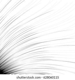 Radial geometric element series. Abstract black and white shape in concentric, circular style. Design elements with various distortion effects. Irregular geometric elements