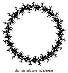 Radial geometric element series. Abstract black and white shape in concentric, circular style. Design elements with various distortion effects. Irregular geometric elements