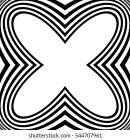 Radial geometric graphic with distortion effect. Irregular radiating lines pattern. abstract monochrome pattern