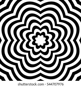 Radial geometric graphic with distortion effect. Irregular radiating lines pattern. abstract monochrome pattern