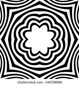 Radial geometric graphic with distortion effect. Irregular radiating lines pattern. abstract monochrome pattern