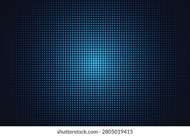 Radial gradient halftone pattern with cyan focal glow on dark backdrop, dots