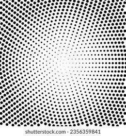 Radial gradient in halftone style. Geometric dot texture