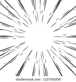 radial gray rays on a white background, zoom effect, sunburst, vector illustration