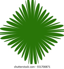 Radial green shape isolated on white background. Square with distorted pucker / bloat effect