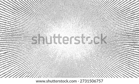 Radial grey lines with distressed texture emanating from a central point abstract background pattern
