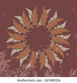 Radial grungy pattern with feathers