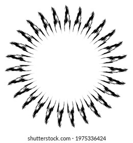 Radial grungy, textured beams, rays, lines abstract vector illustration element