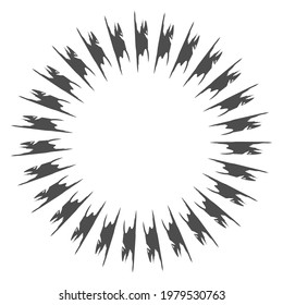 Radial grungy, textured beams, rays, lines abstract vector illustration element