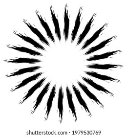 Radial grungy, textured beams, rays, lines abstract vector illustration element