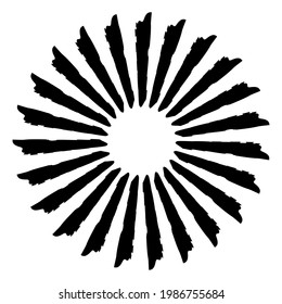 Radial grungy, textured beams, rays, lines abstract vector illustration element