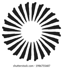 Radial grungy, textured beams, rays, lines abstract vector illustration element