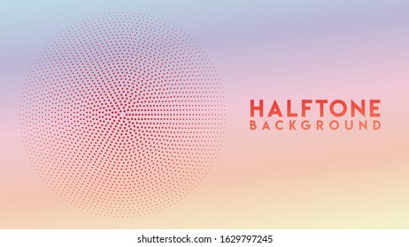 Radial Halftone Background Design Template, Pop Art, Colorful Abstract Dots Pattern Illustration, Vintage Texture Element, Orange Maroon Gradation, Bright Gradient Color, Polka-dotted, polkadot