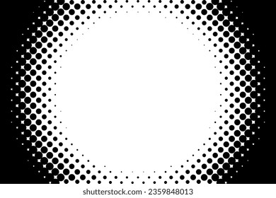 Radial halftone background vector pattern retro vintage. black frame